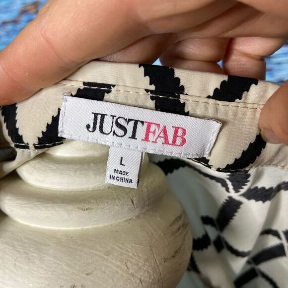 JustFab dress large wheat and black geometric dres - Picture 5 of 11